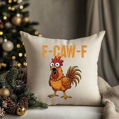 Funny Rude Cushion - F-Caw-F Chicken Design - 40cm x 40cm Size