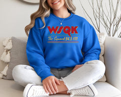 TV Parody Sweatshirt: WSQK The Squark Red Logo Royal Blue Design, Gildan Heavyweight