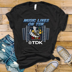 TV Parody T-Shirt : Music Lives on TDK Design, Gildan Softstyle