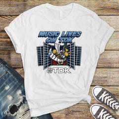 TV Parody T-Shirt : Music Lives on TDK Design, Gildan Softstyle