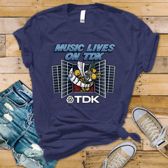 TV Parody T-Shirt : Music Lives on TDK Design, Gildan Softstyle