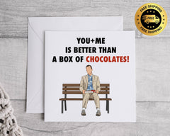 Box of Chocolates Anniversary Card - Cult Movie Parody Design - Fast Postage