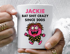 Personalised 21st Birthday Mug for Women – Bat Shit Crazy Design