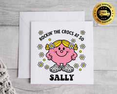 Personalised 50th Birthday Card: Rockin' the Crocs Design