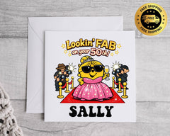 Personalised 50th Birthday Card: Lookin' Fab Design - Fast UK Postage