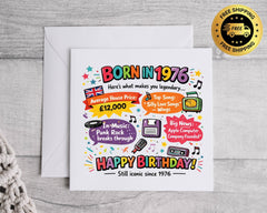 50th Birthday Card - Born In 1976 Design -Year of Birth Trivia