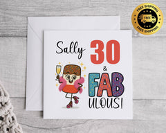 Personalised 30th Birthday Card: 30 & Fab Lolly Design - Fast UK Postage