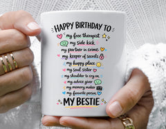 Bestie Mug: Friend Birthday Gift - Custom Printed Ceramic Mug