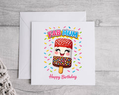 Fab Mum Birthday Card - Funny Design - Personalised Card Fast UK Post!