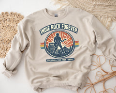 Music Sweatshirt: Indie Rock Guitar Design, Sand Colour Gildan Heavyweight