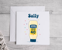 Personalised 40th Birthday Card: 40 Mayo Design - Fast UK Shipping