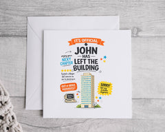 Good Luck Card - Name has left the Building Design - Custom print