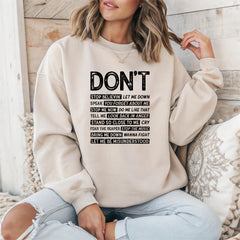 Music Sweatshirt: Don't Stop Design, Sand Colour Gildan Heavyweight