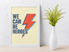 Framed Music Print Wall Art: We Can Be Heroes Design - 2 Sizes A3 - A4