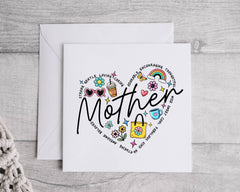 Mothers Day Card - Mum Word Heart Design