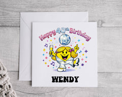 Personalised 40th Birthday Card: Dancing Queen with name Design