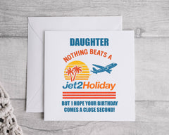 Personalised Daughter Birthday Card: Jet Holiday Design - Fast UK Postage