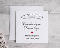 Personalised Wedding Card – Forever to Go Design with Custom Text – Fast UK Postage
