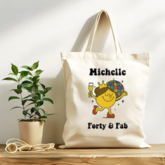 Personalised 40th Birthday Tote Bag - Disco Fab Design - Tracked UK Shipping