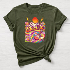 Music T-Shirt : She's Electric 90s Retro Design, Gildan Softstyle