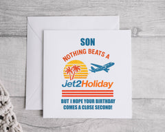 Personalised Son Birthday Card: Jet Holiday Design - Fast UK Postage