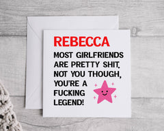 Personalised Girlfriend Birthday Card - F*cking Legend Design - Custom print