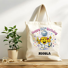 Personalised 50th Birthday Tote Bag - Dancing Queen Design - Tracked UK Shipping