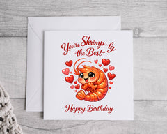 Funny Birthday Card - Funny Shrimply Design - Add any name! Fast Free Postage