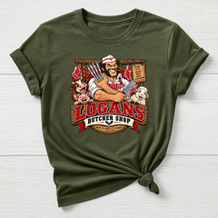 Logans Butcher Shop T-Shirt - Super Hero Parody Design - Gildan Softstyle