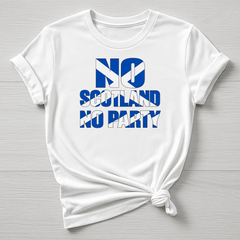 No Scotland No Party Football T-Shirt : World Cup Design, White Gildan Softstyle
