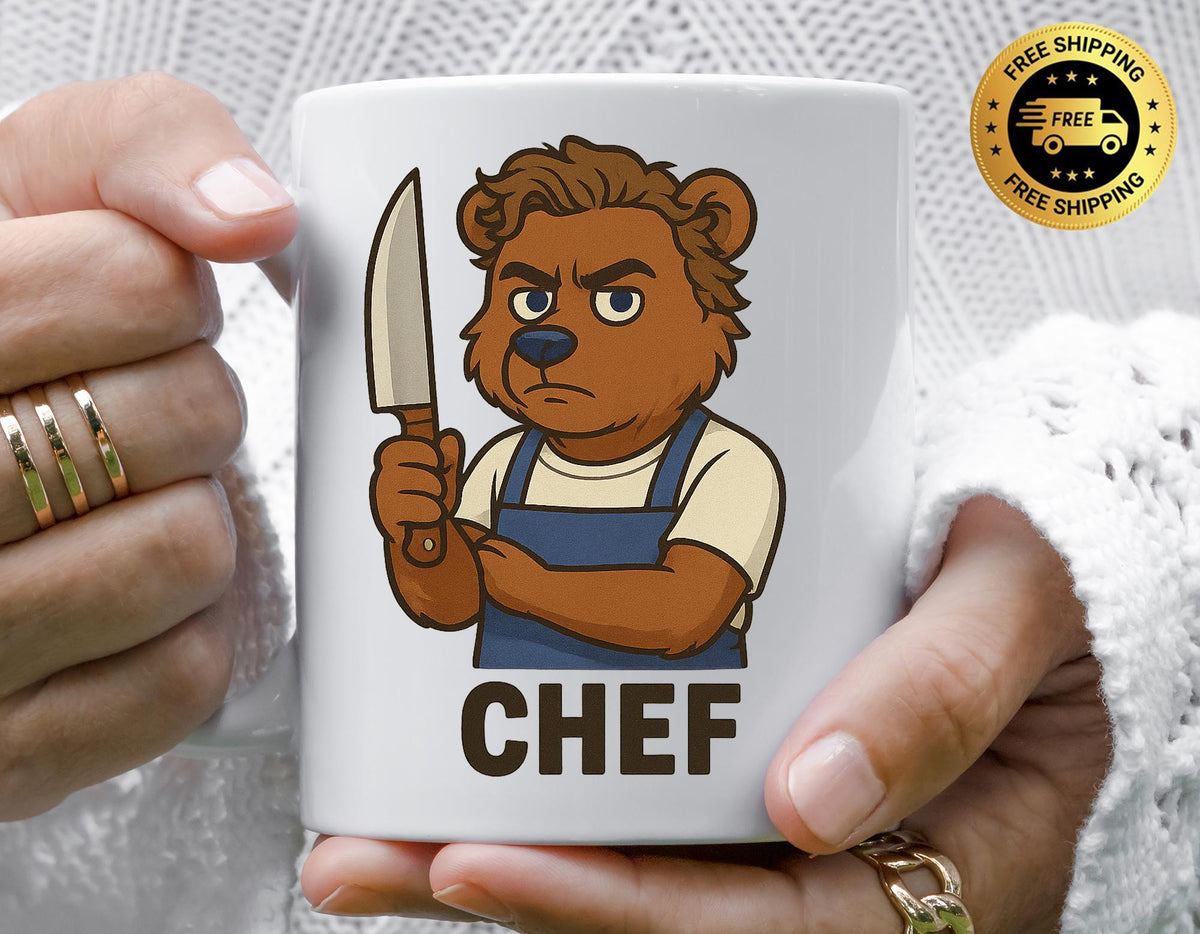 TV Show Parody Mug - Chef Bear Carmy Design - Funny Graphic Coffee Cup with Tracked UK Postage