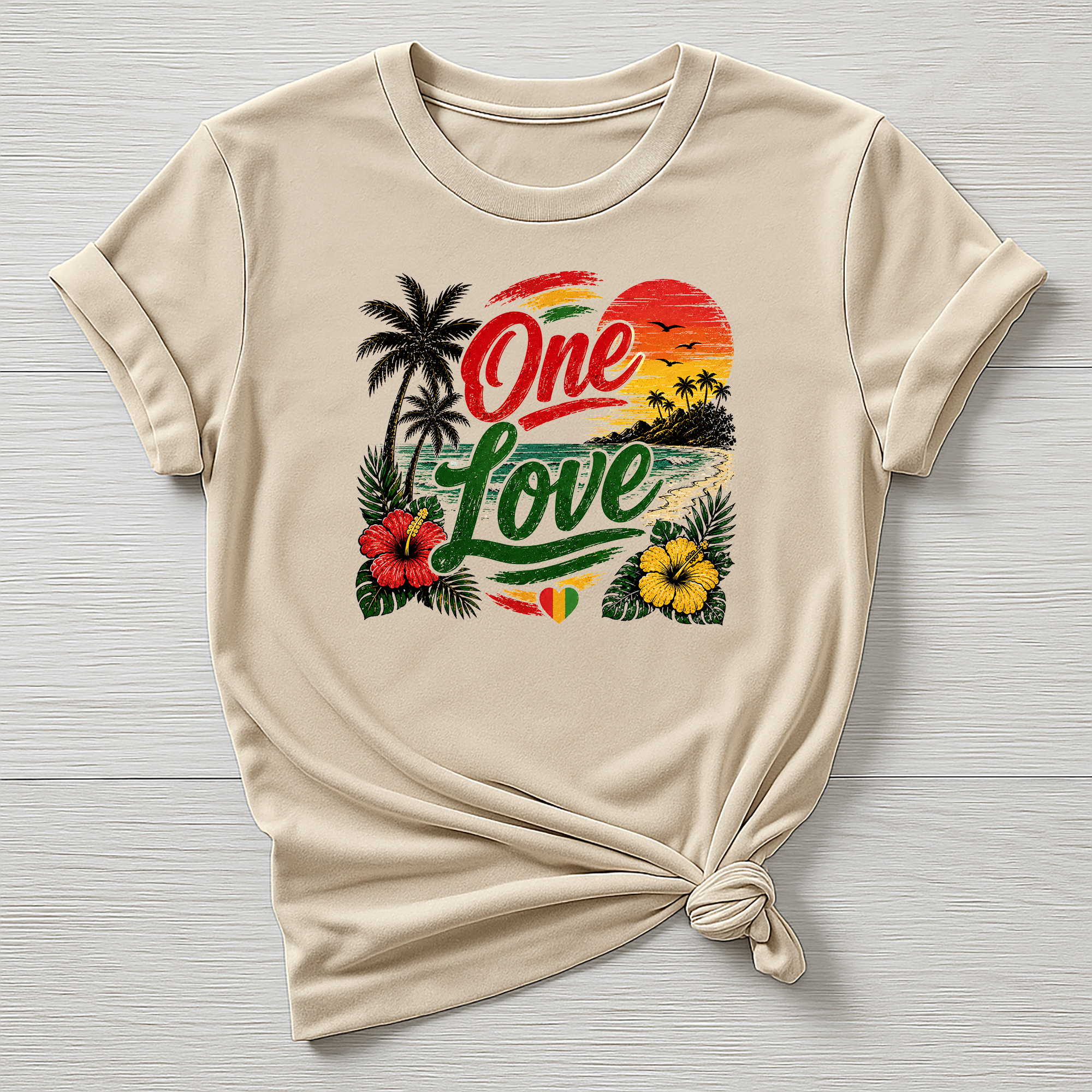 Music T-Shirt : One Love Sun Design, Gildan Softstyle