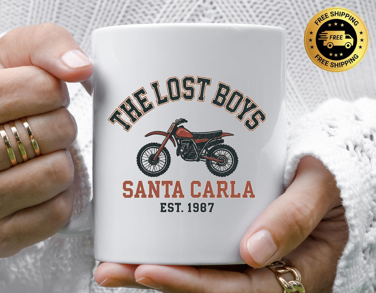 80s Movie Parody Mug - Santa Carla Motorcycles  Est 1987 Design, Funny Graphic Coffee Cup with Free Tracked UK Postage