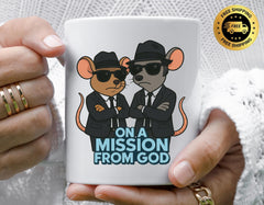 80s Movie Parody Mug - Blues Mice on a Mission from God Design - Funny Graphic Coffee Cup with Tracked UK Postage