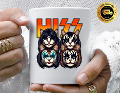Hiss Parody Music Mug, Hiss 4 Cats Face Design - Multiple Colour Choices - Fast Free Tracked UK Post!