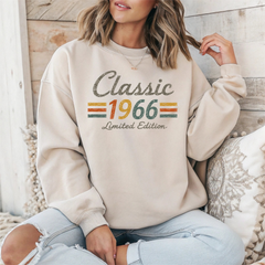 60th Birthday Sweatshirt: Classic 1966 Design Gildan Unisex Top - Fast Tracked UK Shipping