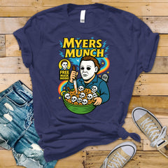 70s Horror Movie Parody T-Shirt - Myers Munch Design on Softstyle Premium Tee - Funny Graphic Tee with Tracked UK Postage