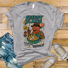 80s Horror Movie Parody T-Shirt - Freddy Flakes Design on Softstyle Premium Tee - Free Tracked UK Postage