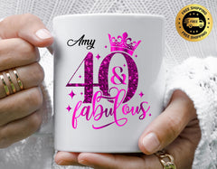 Personalised Ladies 40th Birthday Mug for Women - Custom Name, Birthday Gift, Multiple Colours