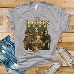 Horror Movie Parody T-Shirt - The Slashers Band Design on  Premium Tee - Funny Graphic Tee with Tracked UK Postage