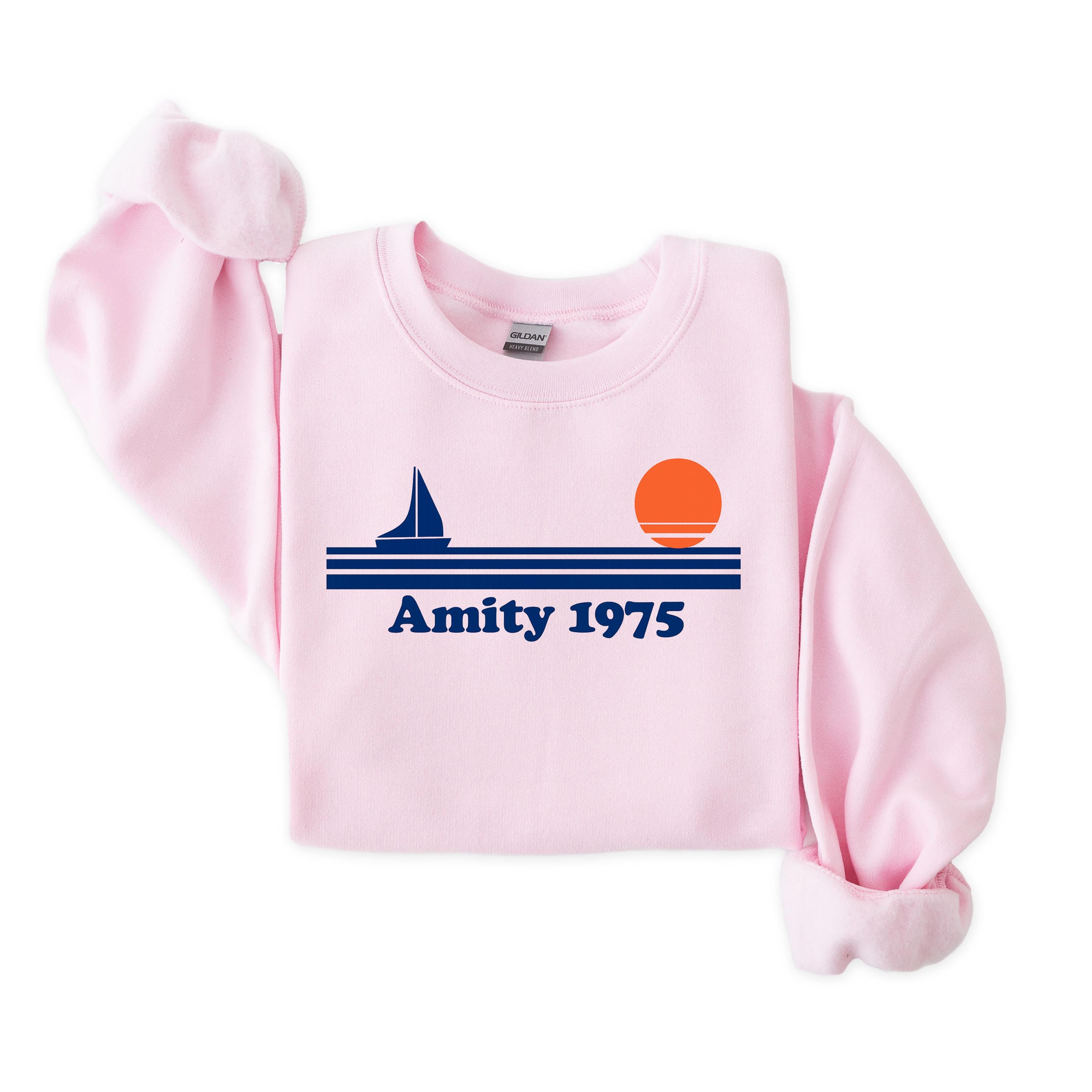Movie Parody Sweatshirt: Amity 1975 Design, Gildan Heavyweight Blend - Fast Tracked UK Shipping