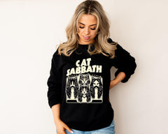 Cat Sabbath Sweatshirt: Funny Music Parody, Gildan Unisex Top - Fast Tracked UK Shipping