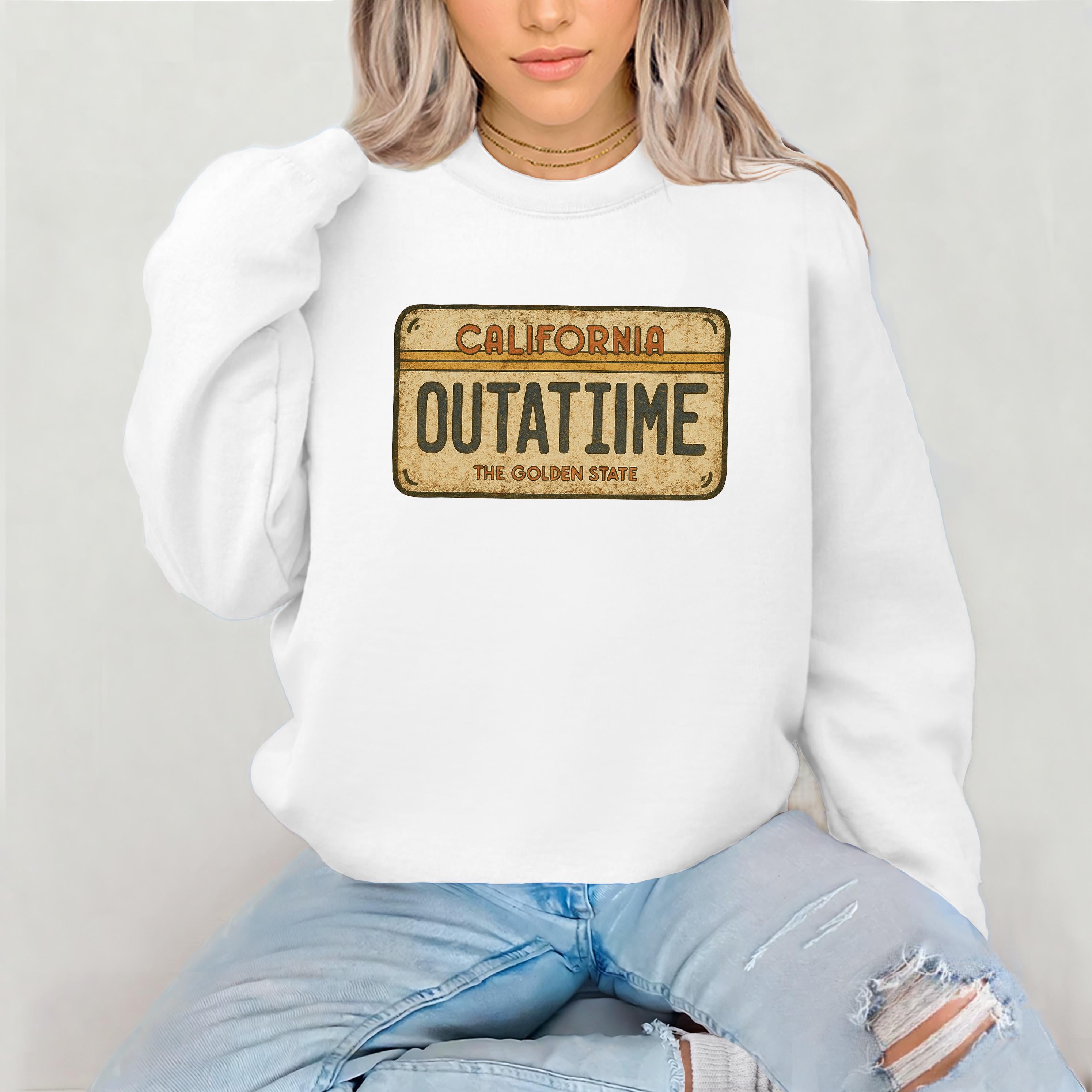 Movie Parody Sweatshirt: BTTF Number Plate, Gildan Heavyweight Blend - Fast Tracked UK Shipping