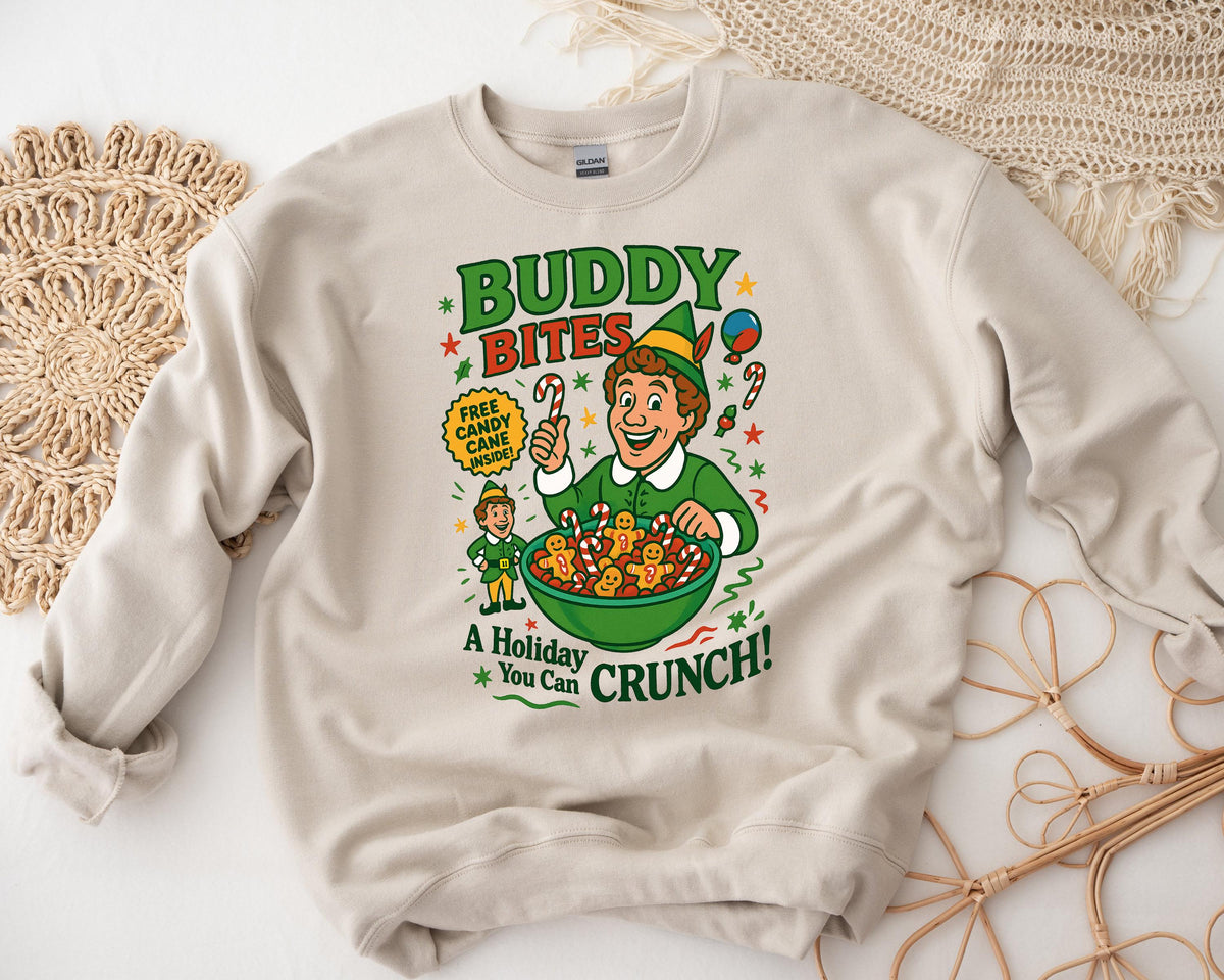 Buddy Bites Christmas Sweatshirt: Gildan Heavy Blend, Free UK Tracked Post
