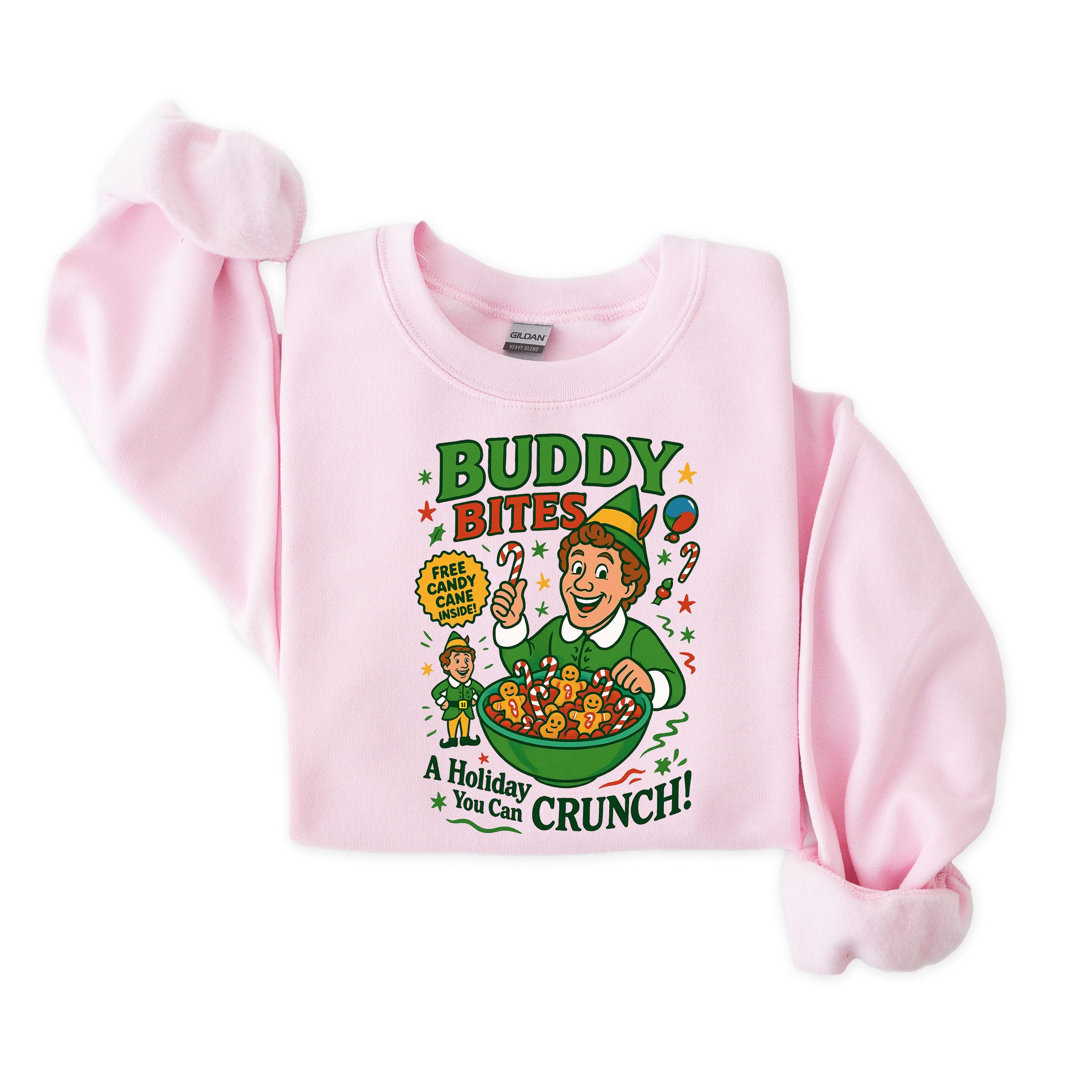 Buddy Bites Christmas Sweatshirt: Gildan Heavy Blend, Fast UK Tracked Post