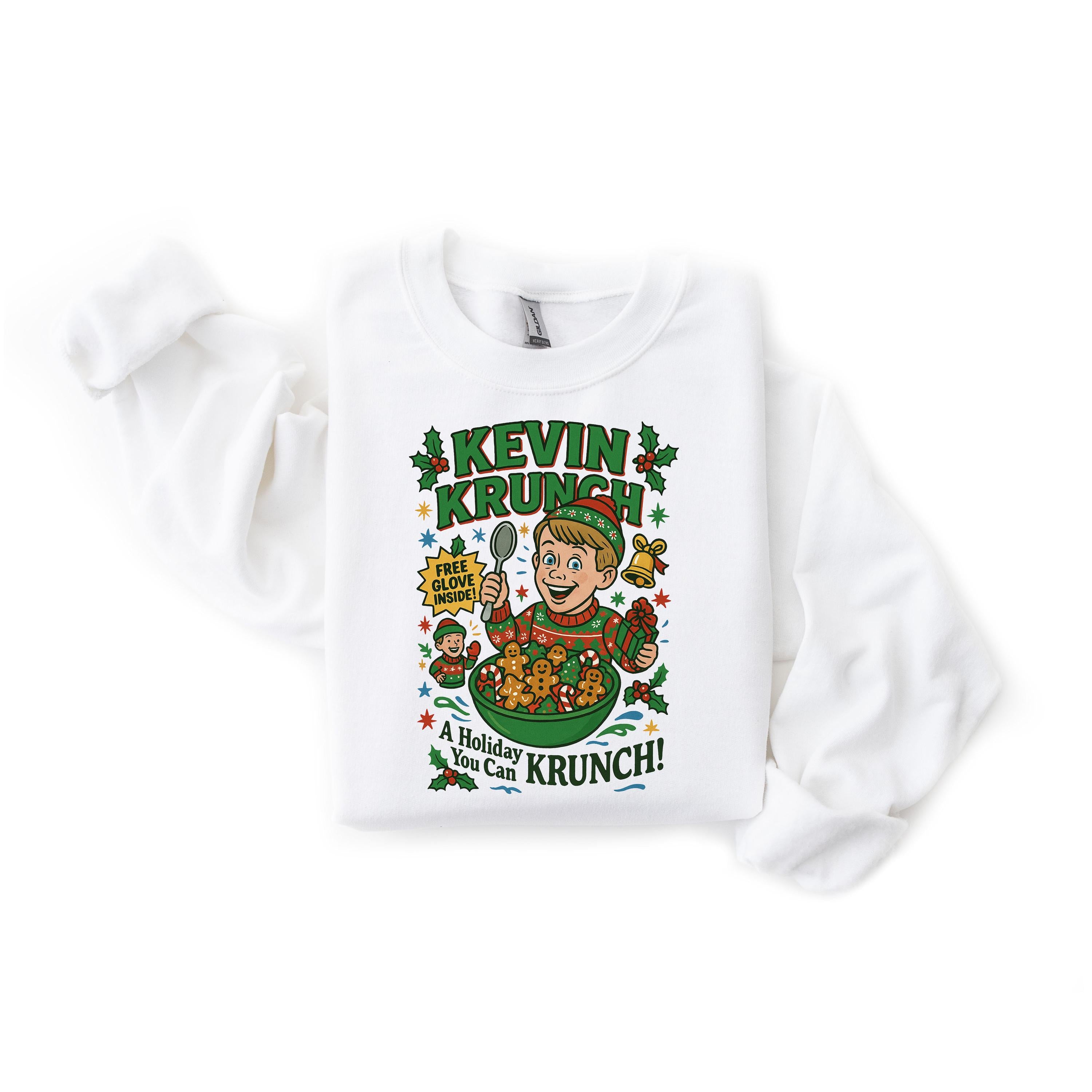 Kevin Krunch Christmas Sweatshirt: Gildan Heavy Blend, Fast Tracked Post