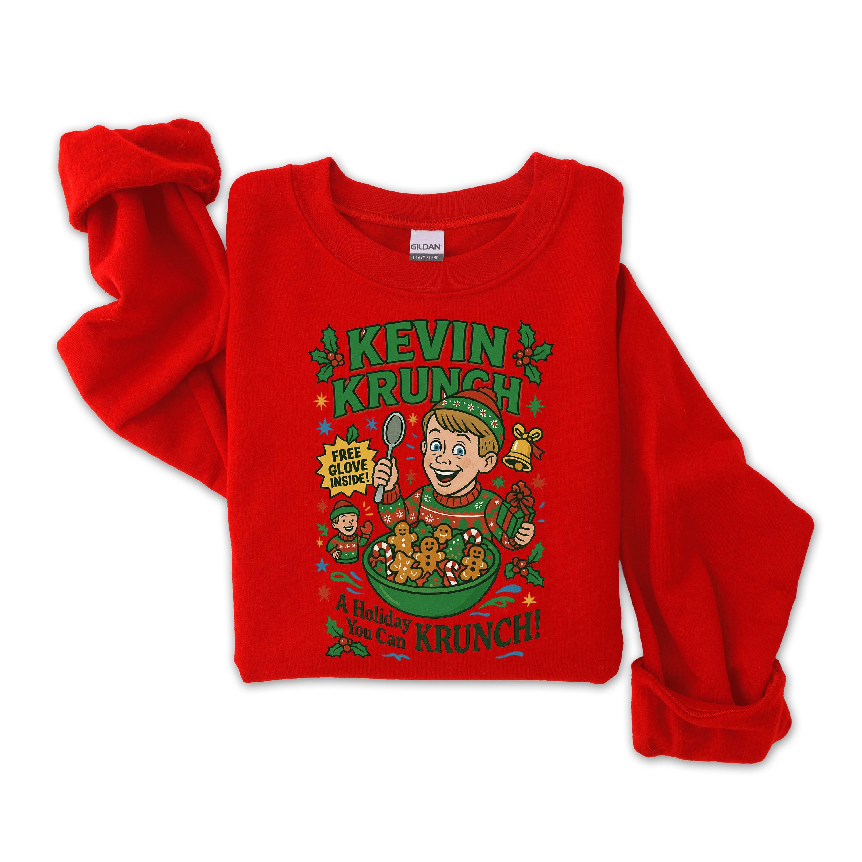 Kevin Krunch Christmas Sweatshirt: Gildan Heavy Blend, Fast Tracked Post