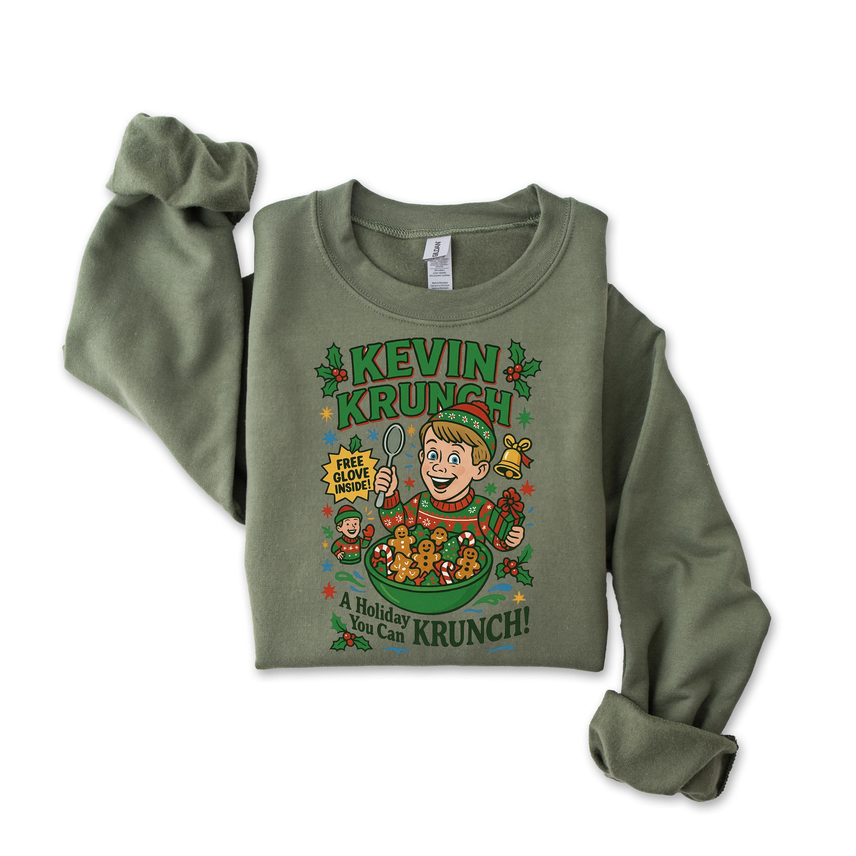 Kevin Krunch Christmas Sweatshirt: Gildan Heavy Blend, Fast Tracked Post