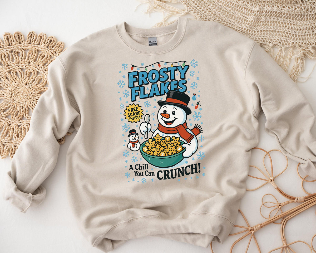 Frosty Flakes Christmas Sweatshirt: Gildan Heavyweight Blend, Fast Tracked Post