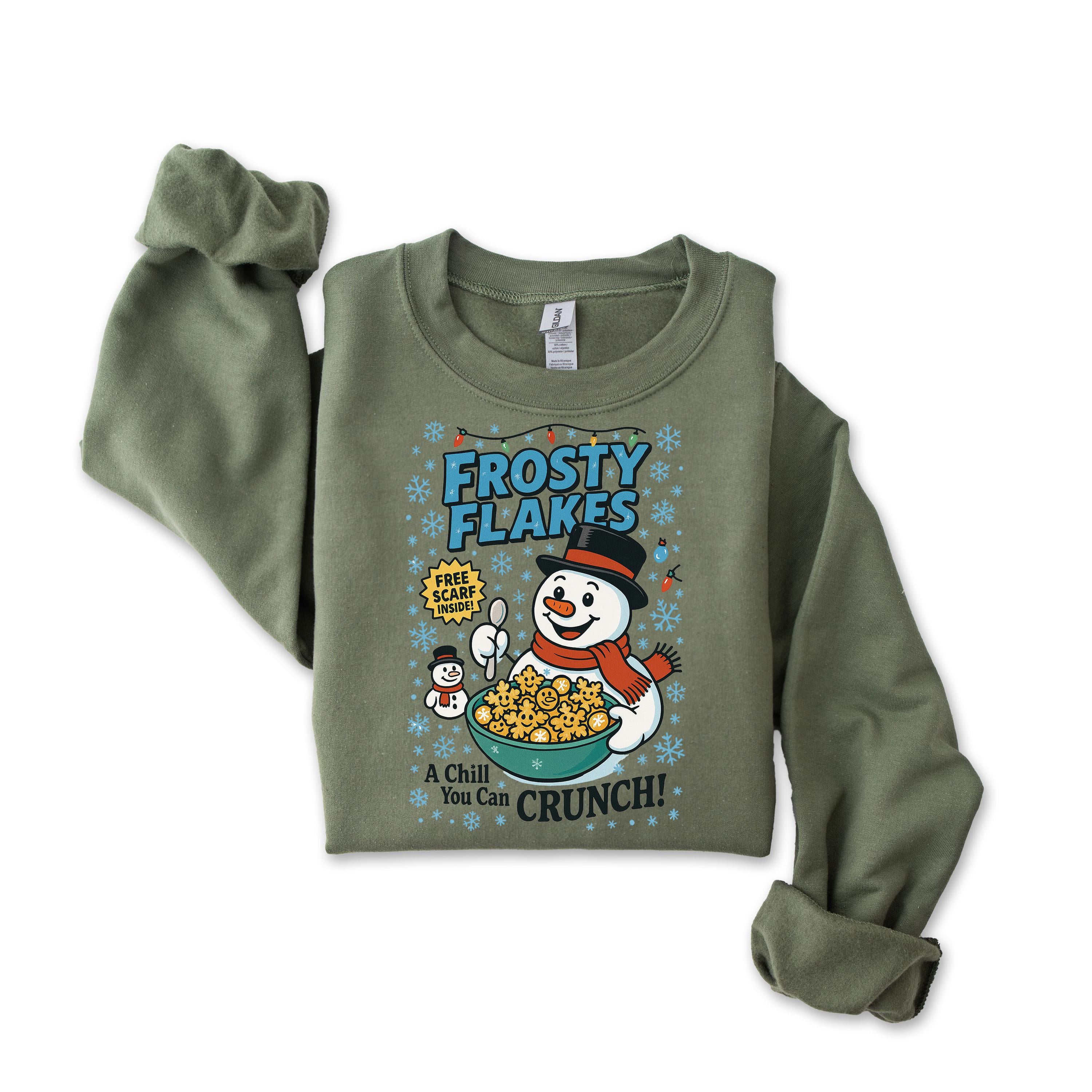 Frosty Flakes Christmas Sweatshirt: Gildan Heavyweight Blend, Free Tracked Post